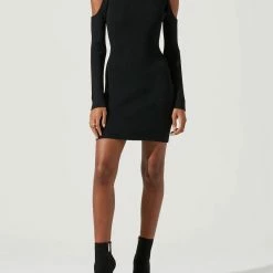 Astr women Kade Shoulder Cutout Mini Dress in Black