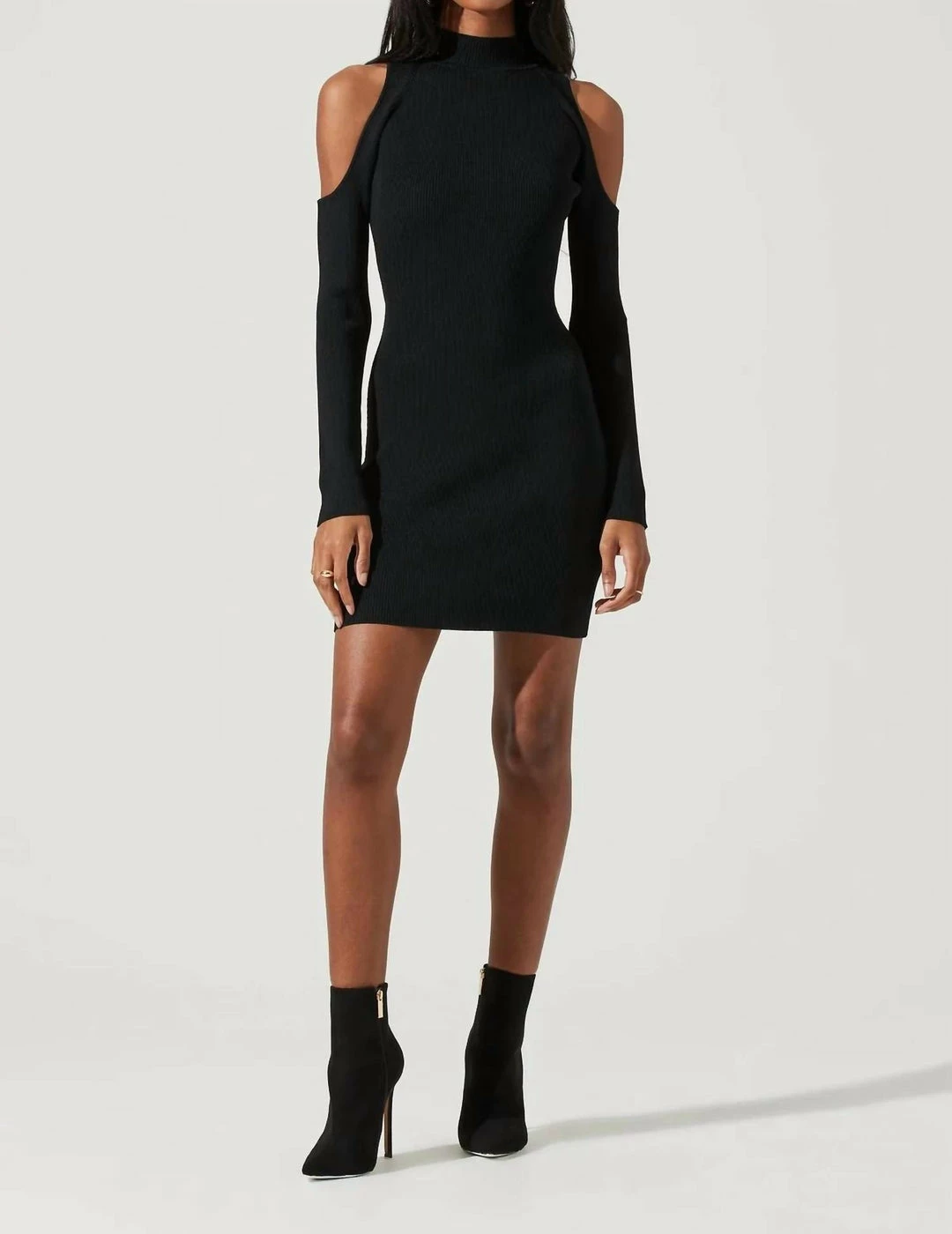 Astr women Kade Shoulder Cutout Mini Dress in Black