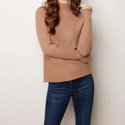 Charlie B women Funnel Neck Sweater in Chesnut