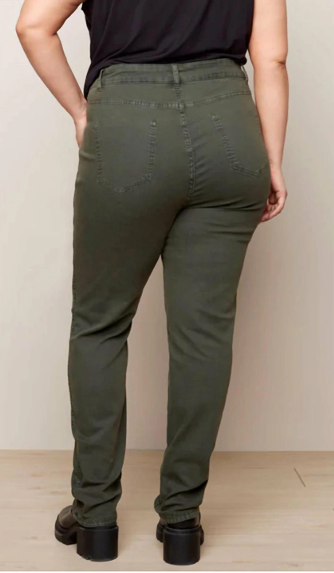 Charlie B women Reversible Jean in Green/Brown - Image 4