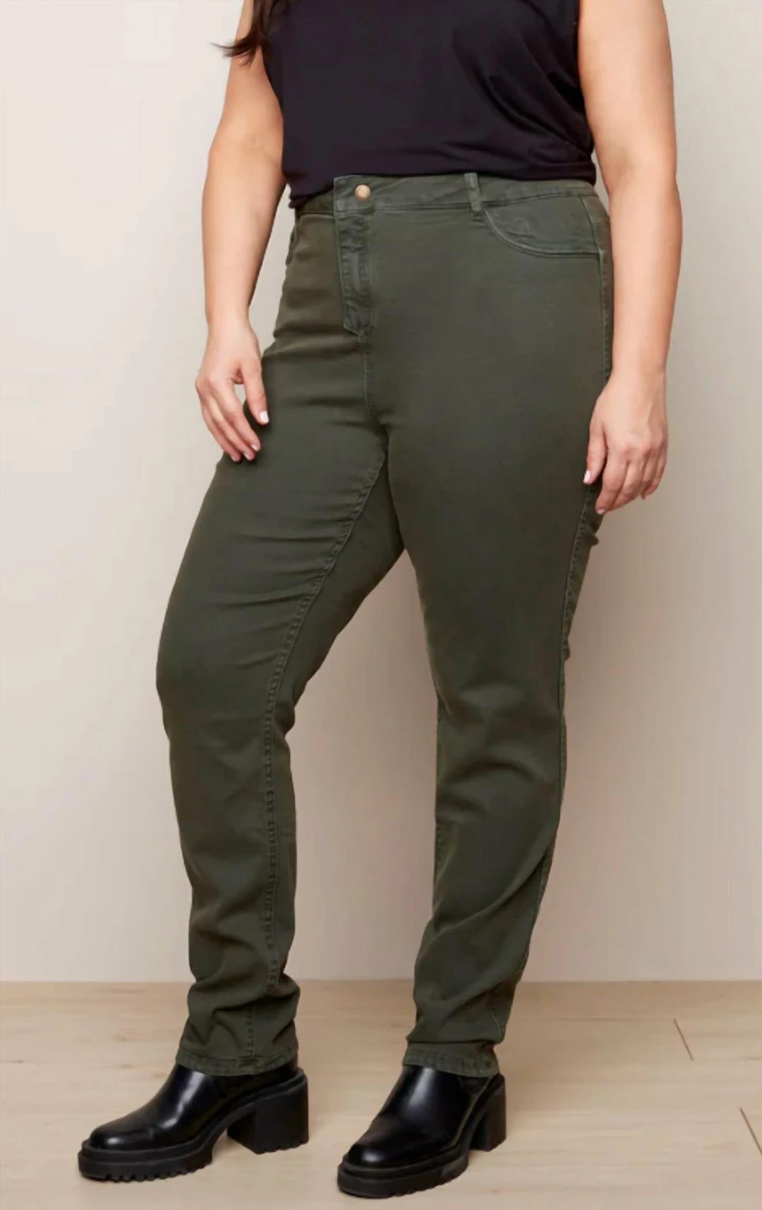 Charlie B women Reversible Jean in Green/Brown - Image 2