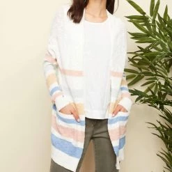 Charlie B women Stripe Cardigan in Natural