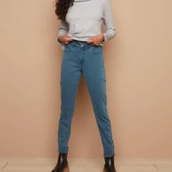 Charlie B women Frayed Hem Denim Pants in Balsam