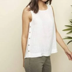 Charlie B women Button Sided Tank in White