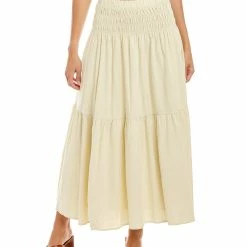women ASTR Linen-Blend Midi Skirt