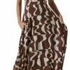 Astr women Mariella Maxi Dress in Brown/ White Abstract