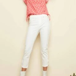 Charlie B women Pull-On Bow Crop Jean In White