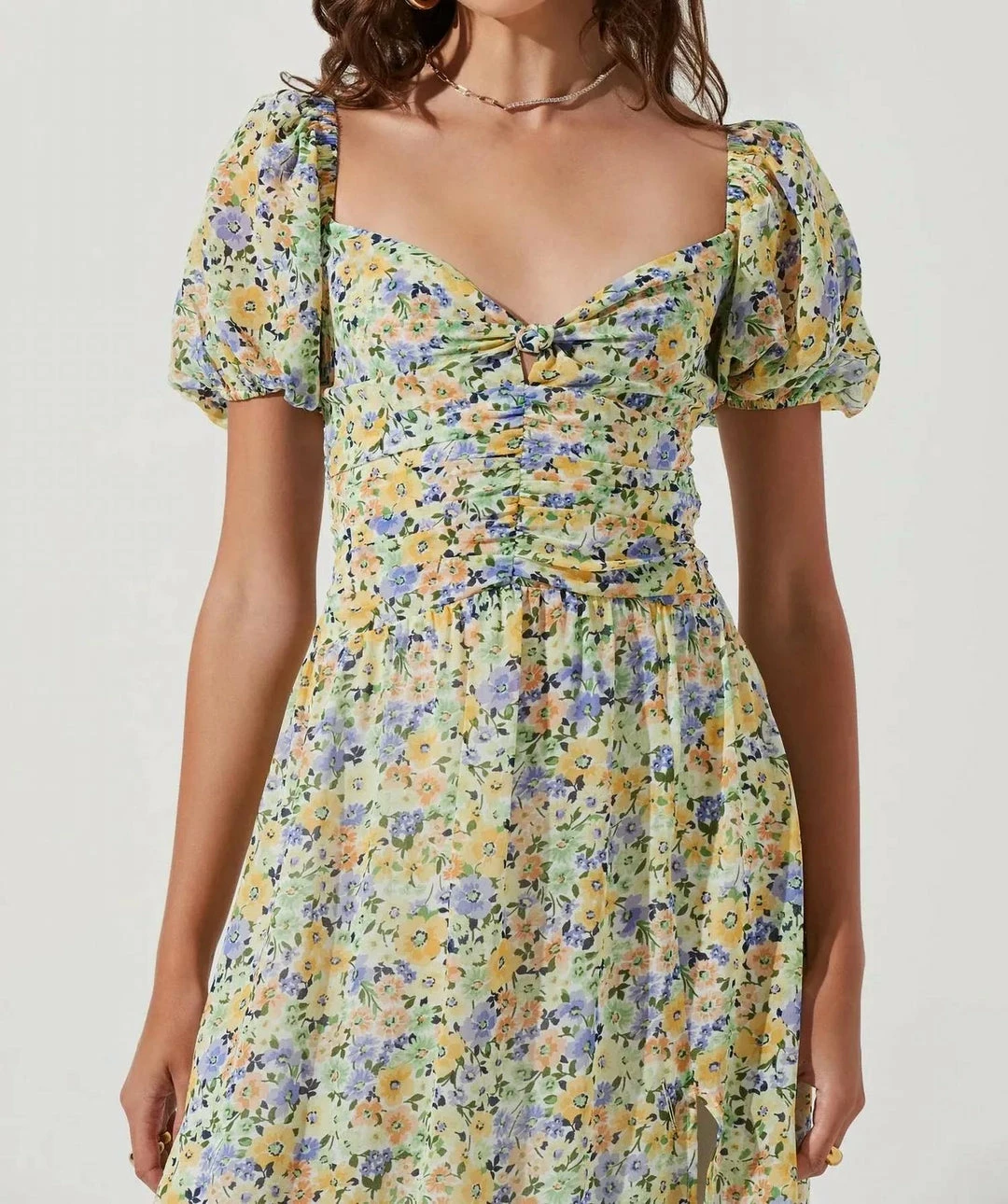 Astr women Irma Dress in Yellow Green Floral - Image 4