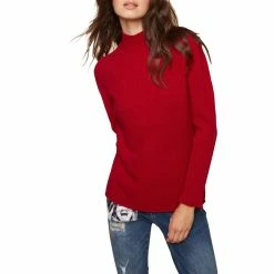 Charlie B women Funnel Neck Sweater in Cranberry
