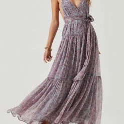 Astr women Eartha Dress in Blue/Pink Multi