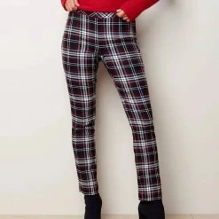 Charlie B women Plaid Pull-On Pants in Scarlet