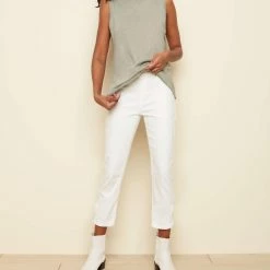 Charlie B women Stretch Bow Denim Pant in White