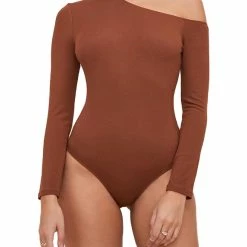 ASTR Brenda Womens Asymmetric One Shoulder Bodysuit