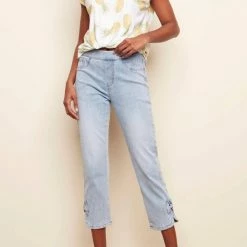 Charlie B women Pull-On Bow Crop Jean In Light Blue