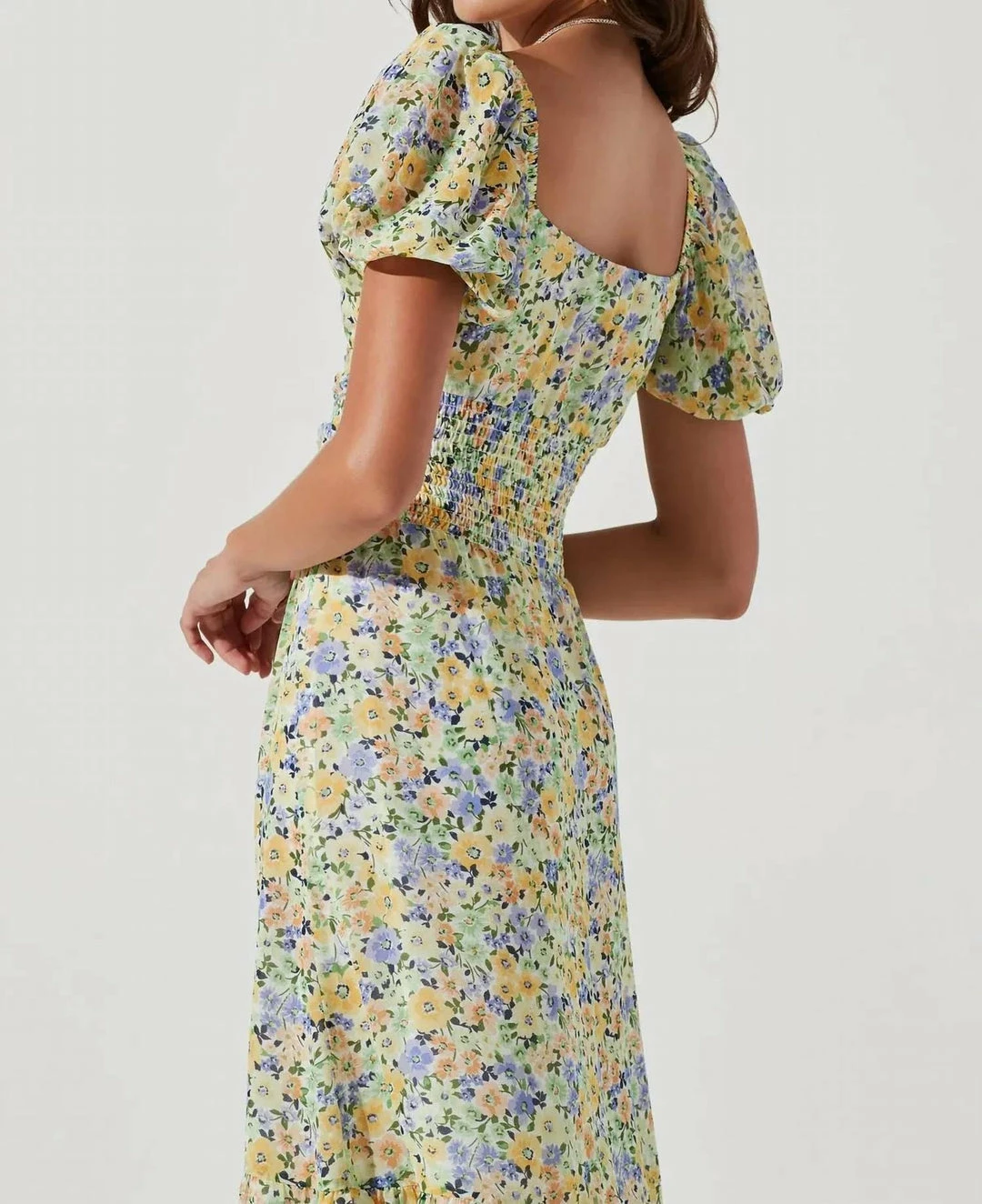 Astr women Irma Dress in Yellow Green Floral - Image 5