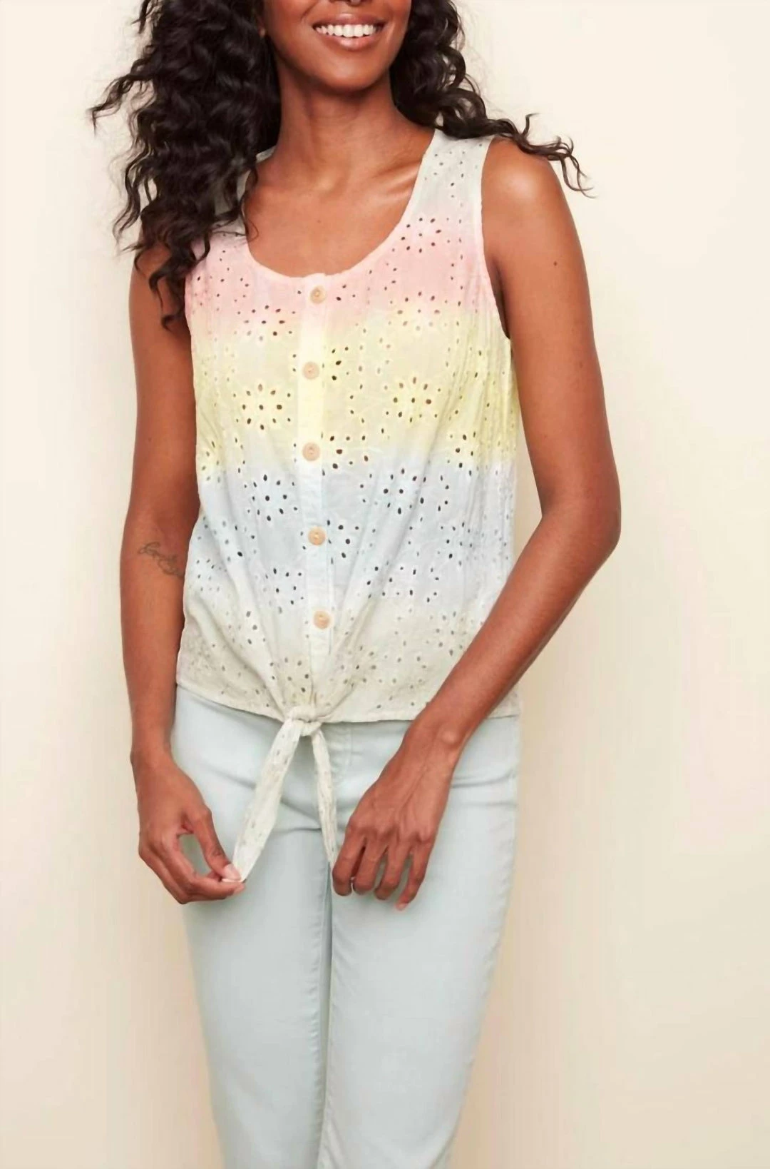 Charlie B women Front Tie Cami In Multi - Image 3