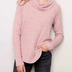 Charlie B women Cowl Neck Sweater in Woodrose