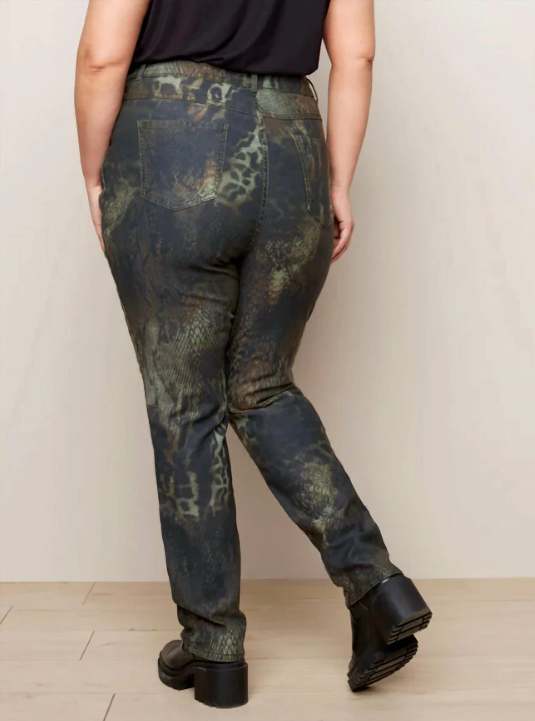 Charlie B women Reversible Jean in Green/Brown - Image 3