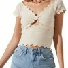 Astr women Becker Crochet Top in Cream
