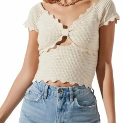 Astr women Becker Crochet Top in Cream
