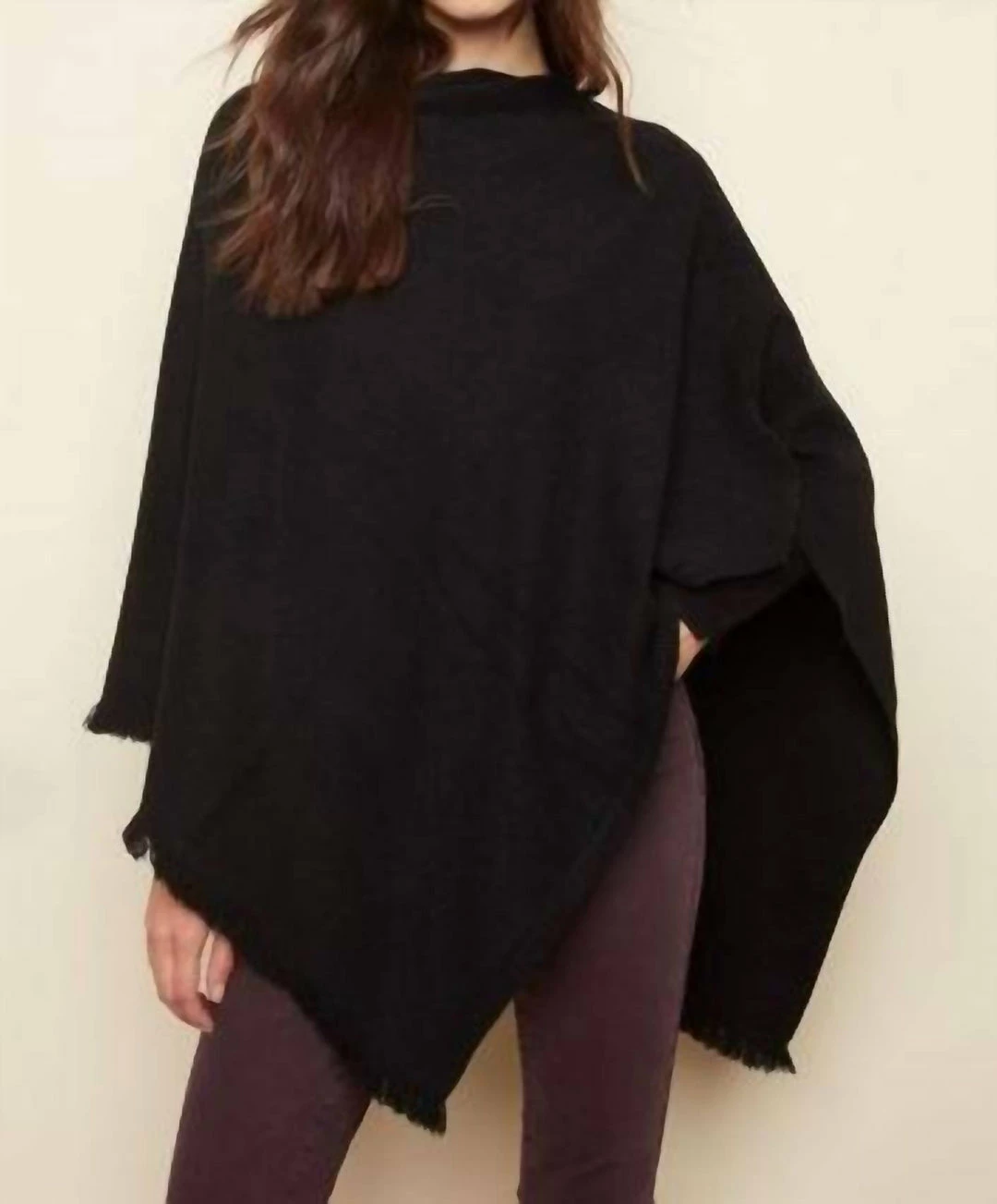 Charlie B women Solid Scarf Poncho in Black