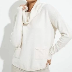 Charlie B women Removable Scarf Sweater in Ecru