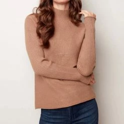 Charlie B women Funnel Neck Sweater in Chestnut