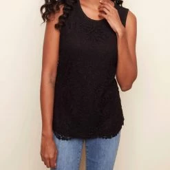 Charlie B women Lace Tank Top in Black