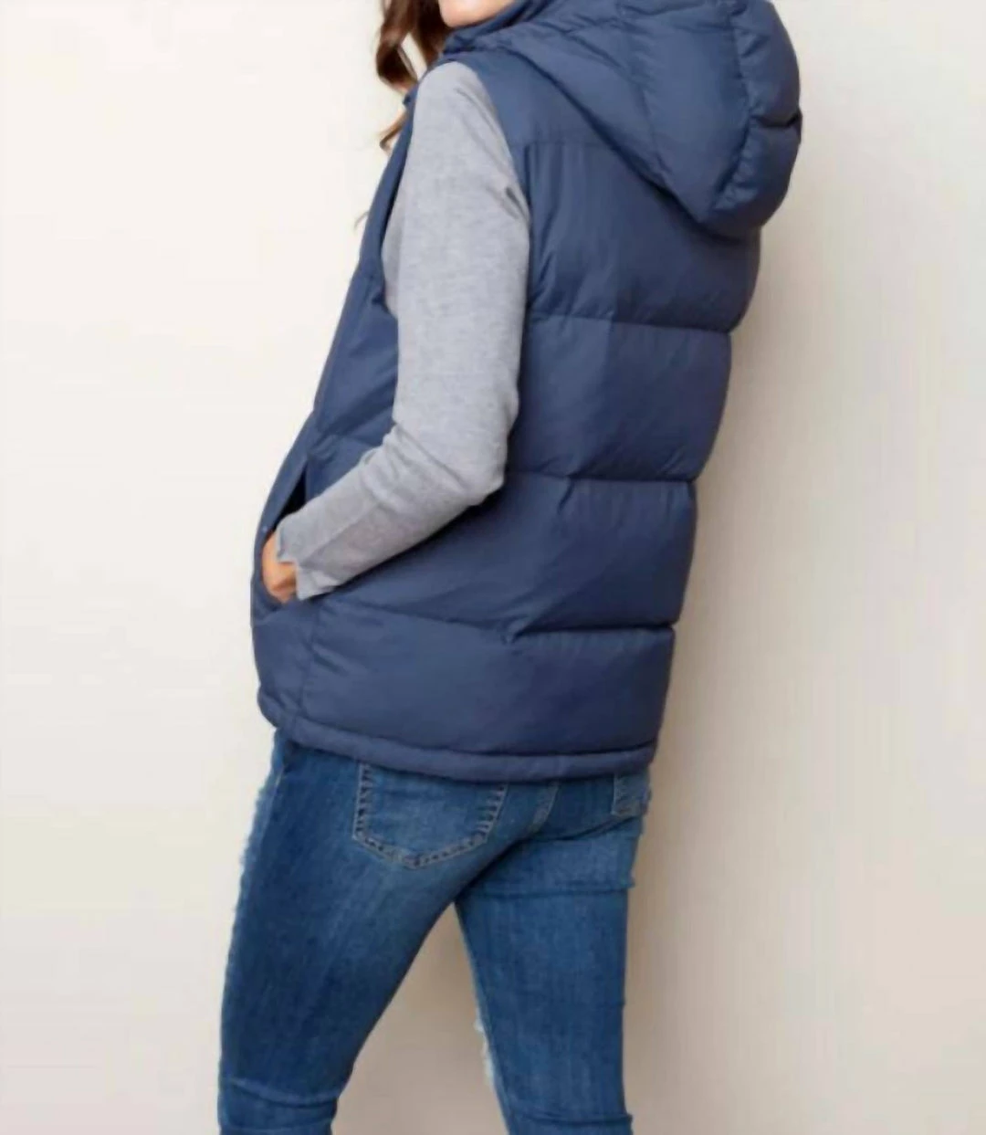 Charlie B women Hooded Down Vest in Starlight - Image 2