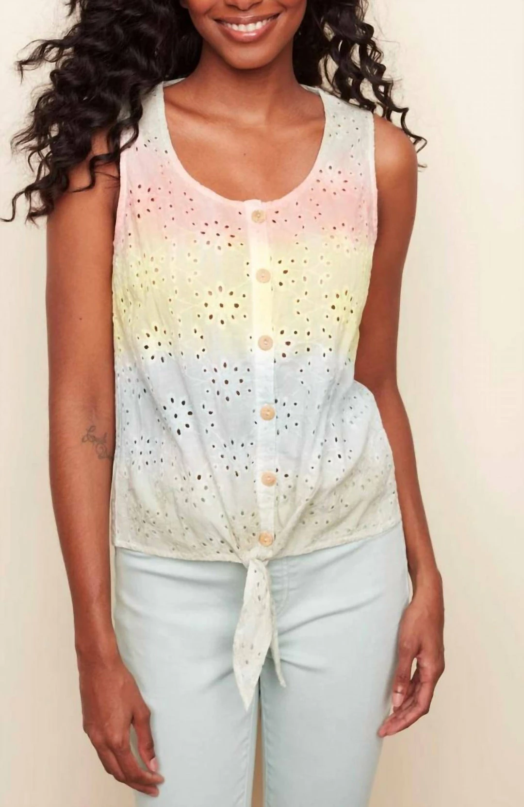 Charlie B women Front Tie Cami In Multi