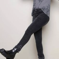 Charlie B women Fray Hem Jean in Charcoal