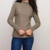 Charlie B women Funnel Neck Sweater in Pine
