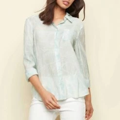Charlie B women Button-Down Printed Blouse in Microchip