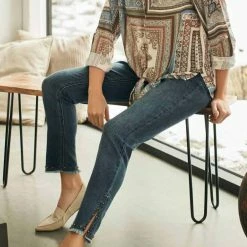 Charlie B women Stone Wash Twill Jean With Ankle Detailing - C5358-301B in Med Wash