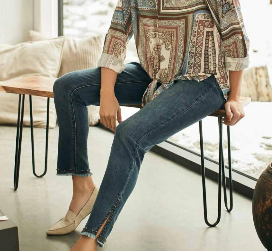 Charlie B women Stone Wash Twill Jean With Ankle Detailing - C5358-301B in Med Wash