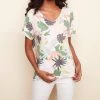 Charlie B women Tropical Short Sleeve Top in Multi