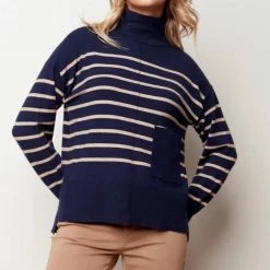 Charlie B women Sweater With Pocket in Navy