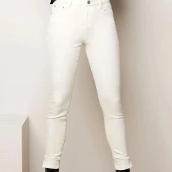 Charlie B women Twill Pants With Side Zipper in Natural