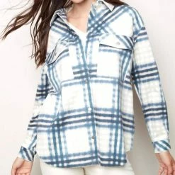 Charlie B women Scuba Denim Shacket - C6217-353B in Denim/Cream